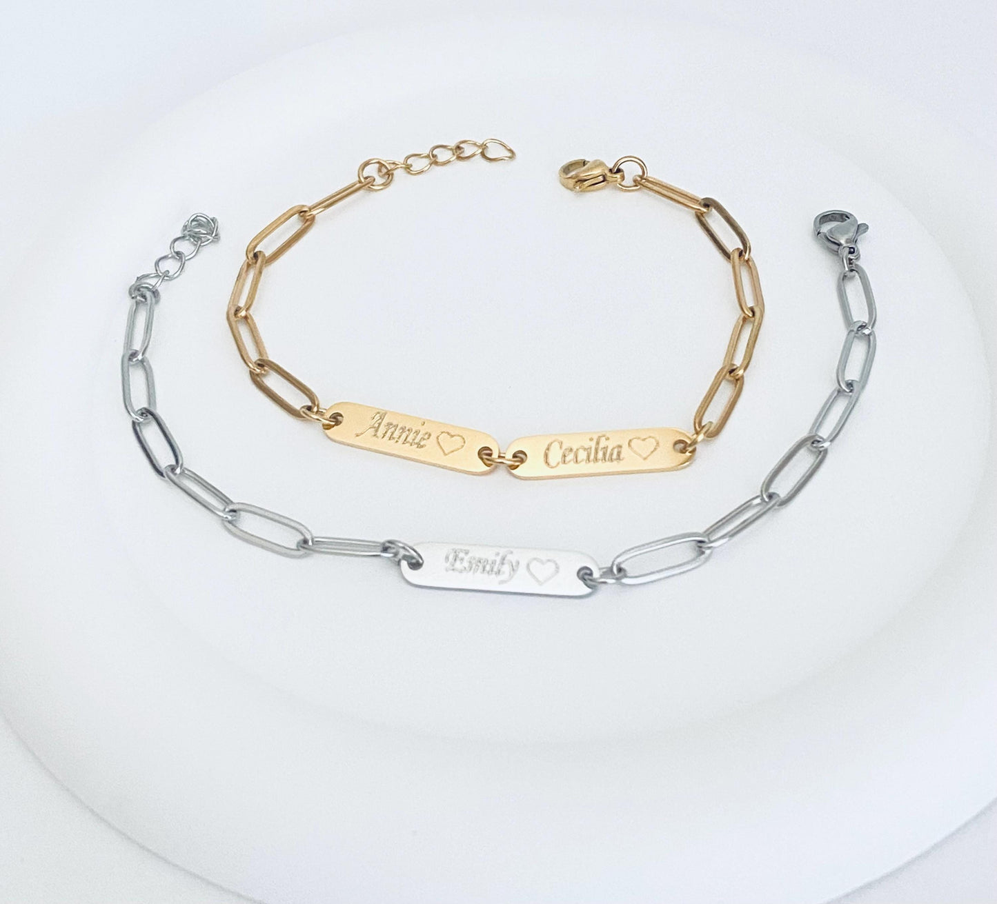 Personalized Mini Bar Bracelet • Custom Engraved Bracelet in Stainless Steel or Gold