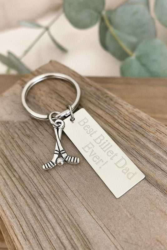 Personalized Ice Hockey Key Chain • Custom Engraved Hockey Gift