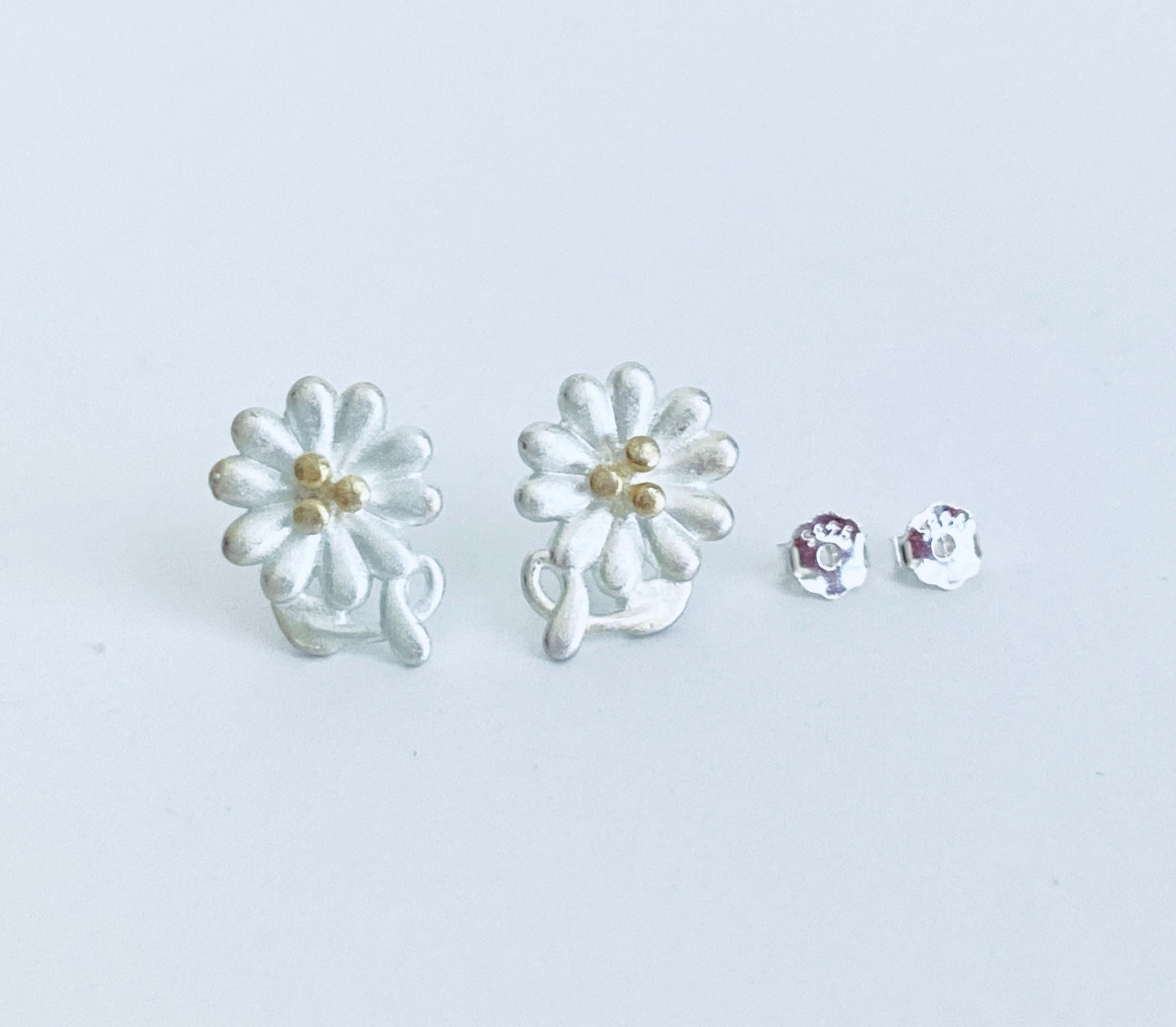 Sterling Silver Flower Stud Earrings • 925 Dainty Floral Studs