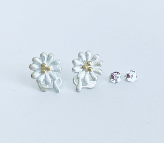 Sterling Silver Flower Stud Earrings • 925 Dainty Floral Studs