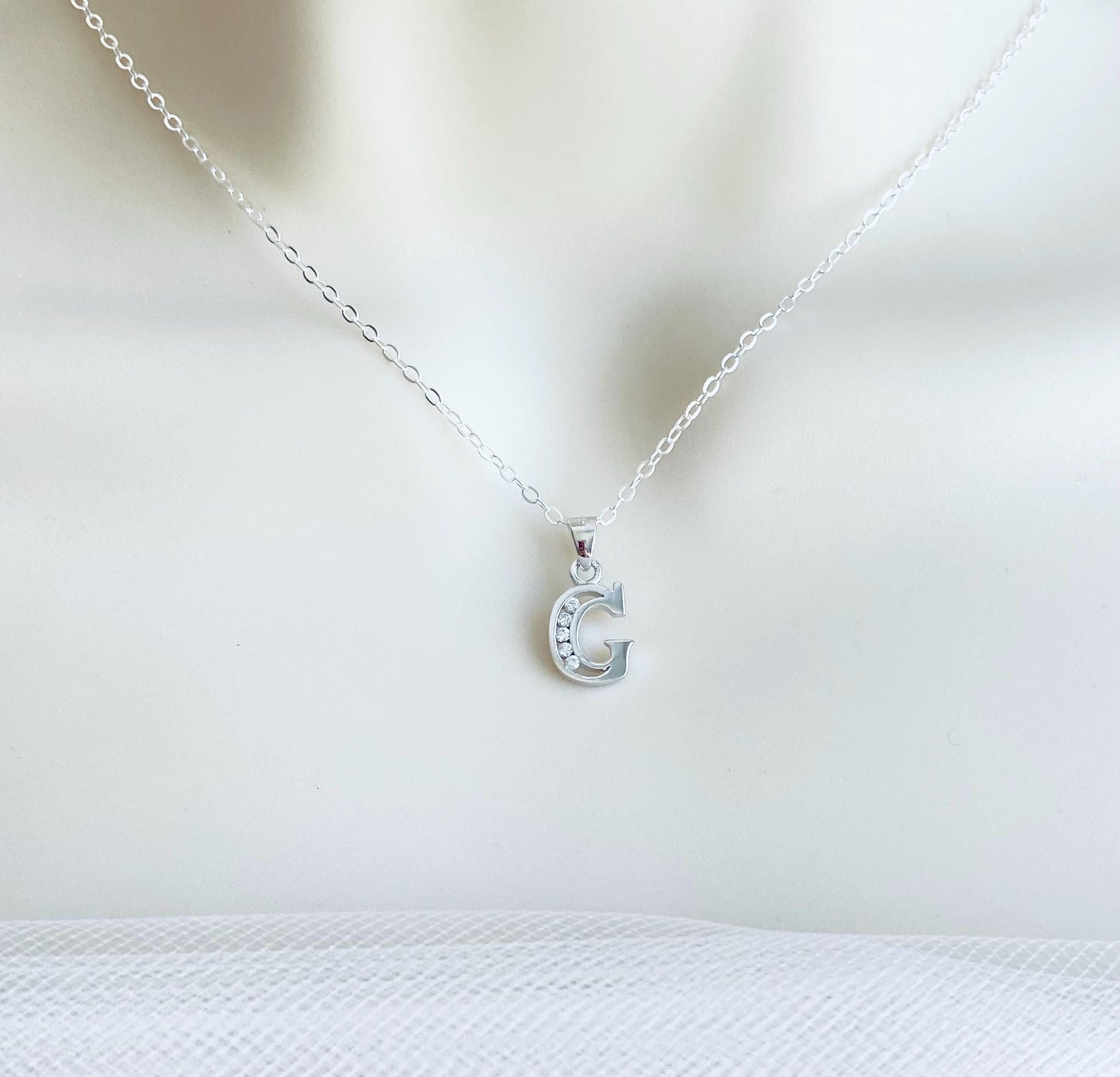 Sterling Silver Initial Pendant Necklace  • Personalized Letter Necklace