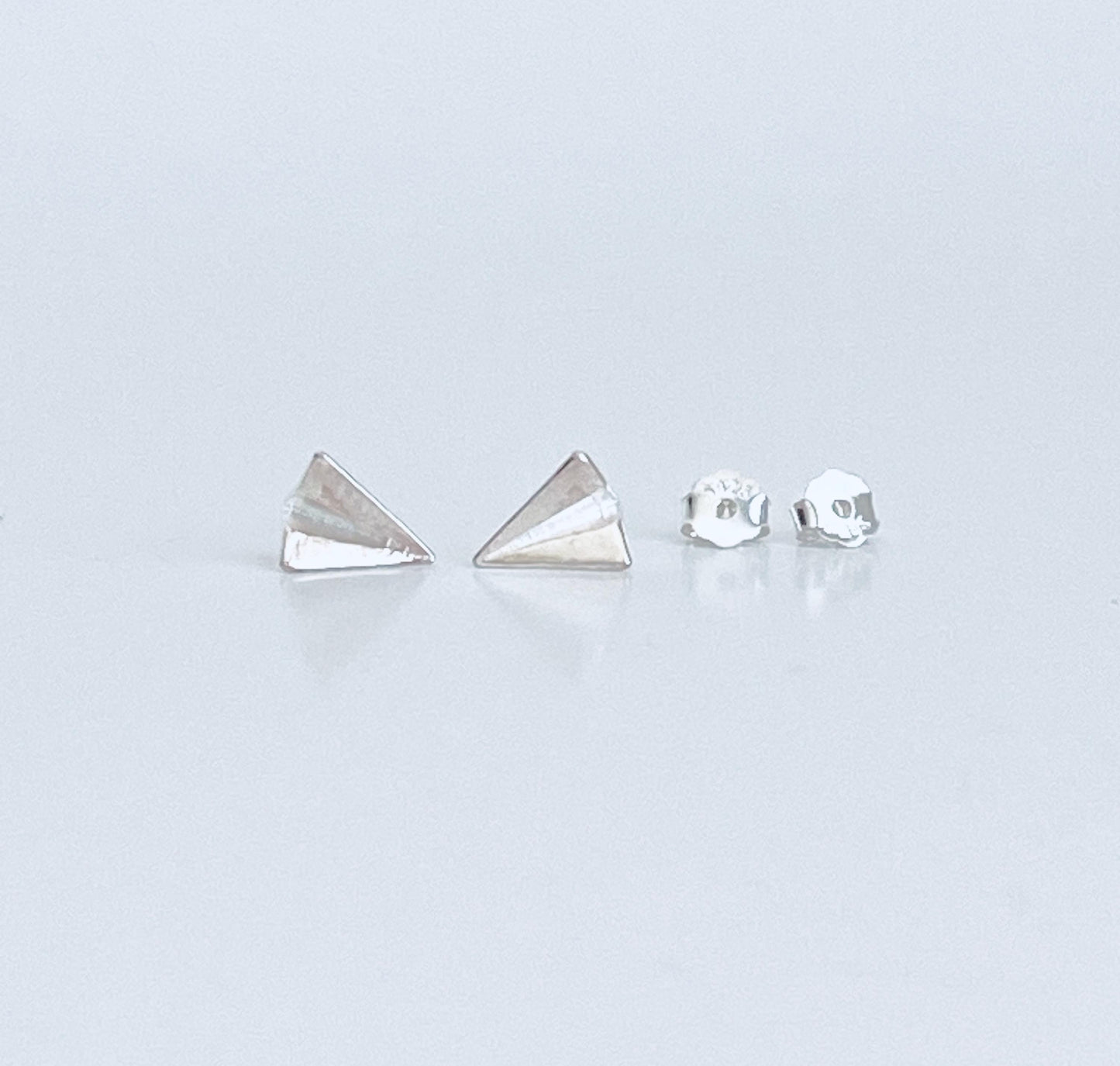 Sterling Silver Paper Airplane Stud Earrings • 925 Silver Travel Studs