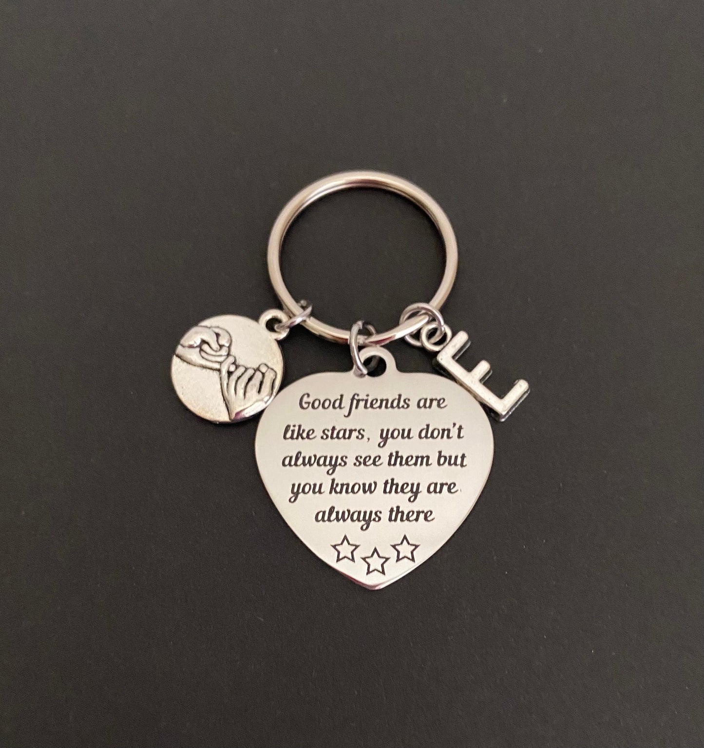 Personalized Best Friend Keychain • “Good Friends Are Like Stars” Key Chain with Initial