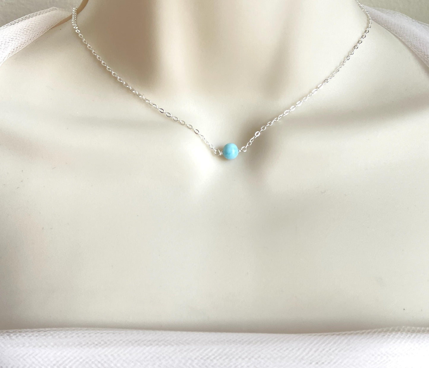 Blue Larimar Necklace in Sterling Silver or Gold Filled