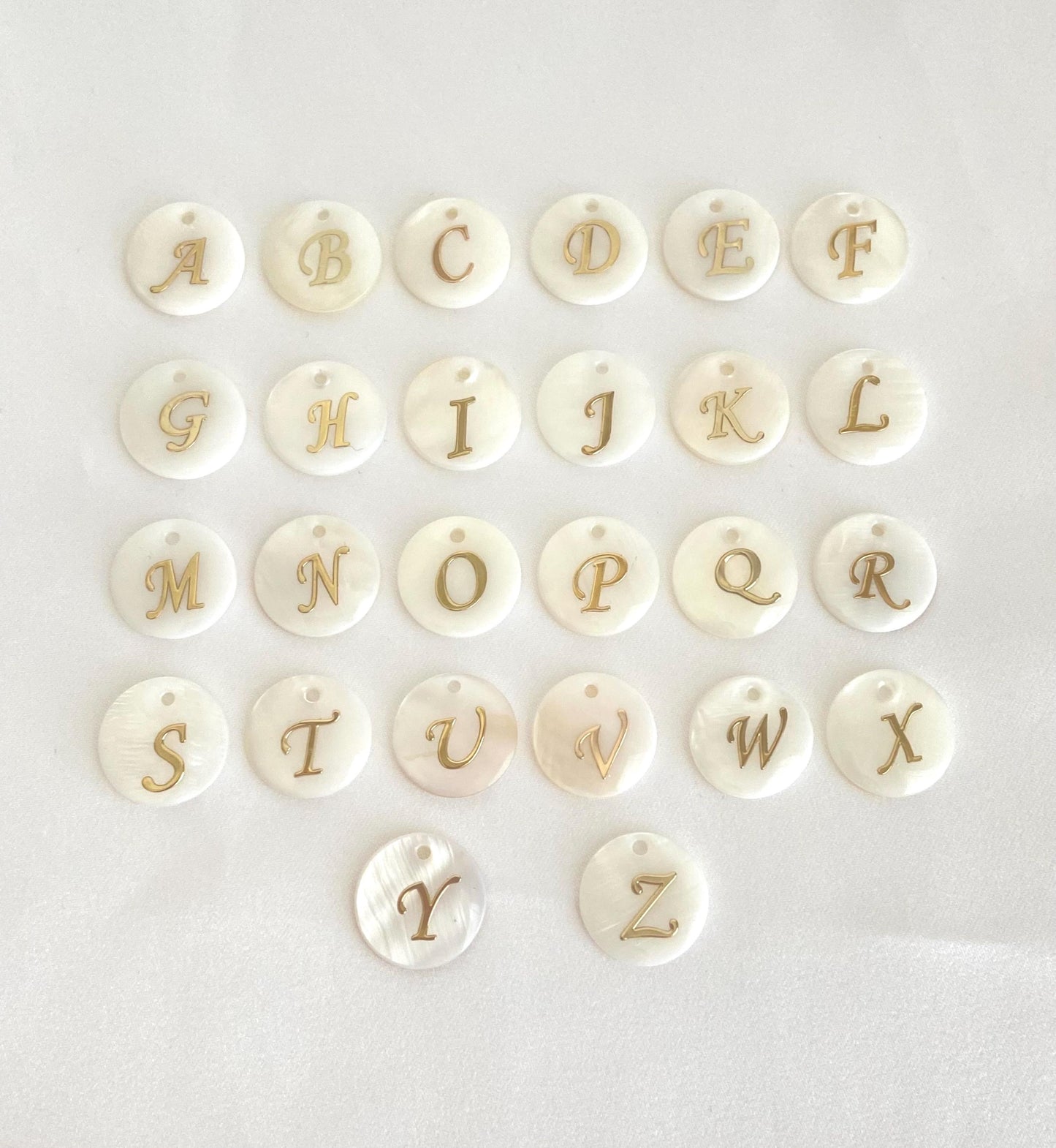 Shell Initial Pendant Necklace • Personalized Letter Necklace with White Enamel Beaded Chain