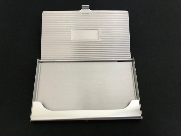 Personalized Business Card Holder • Personalized Engraved Metal Card Case with Custom Letter