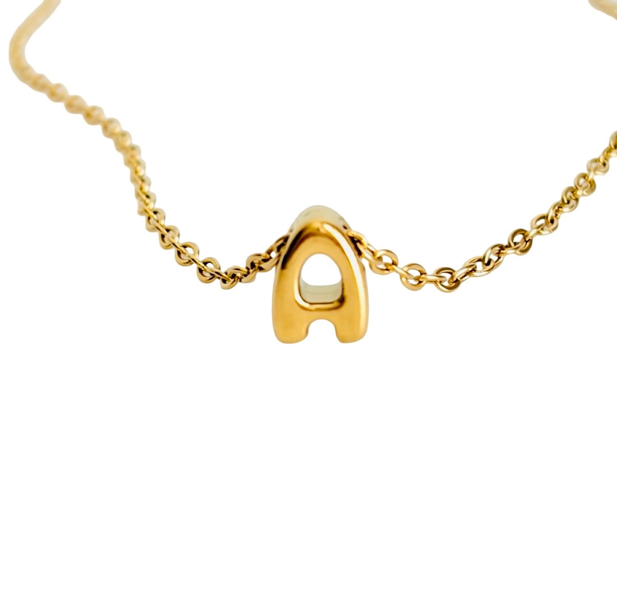 Small Bubble Initial Necklace • Stainless Steel Letter Necklace • Gold Initial Pendant