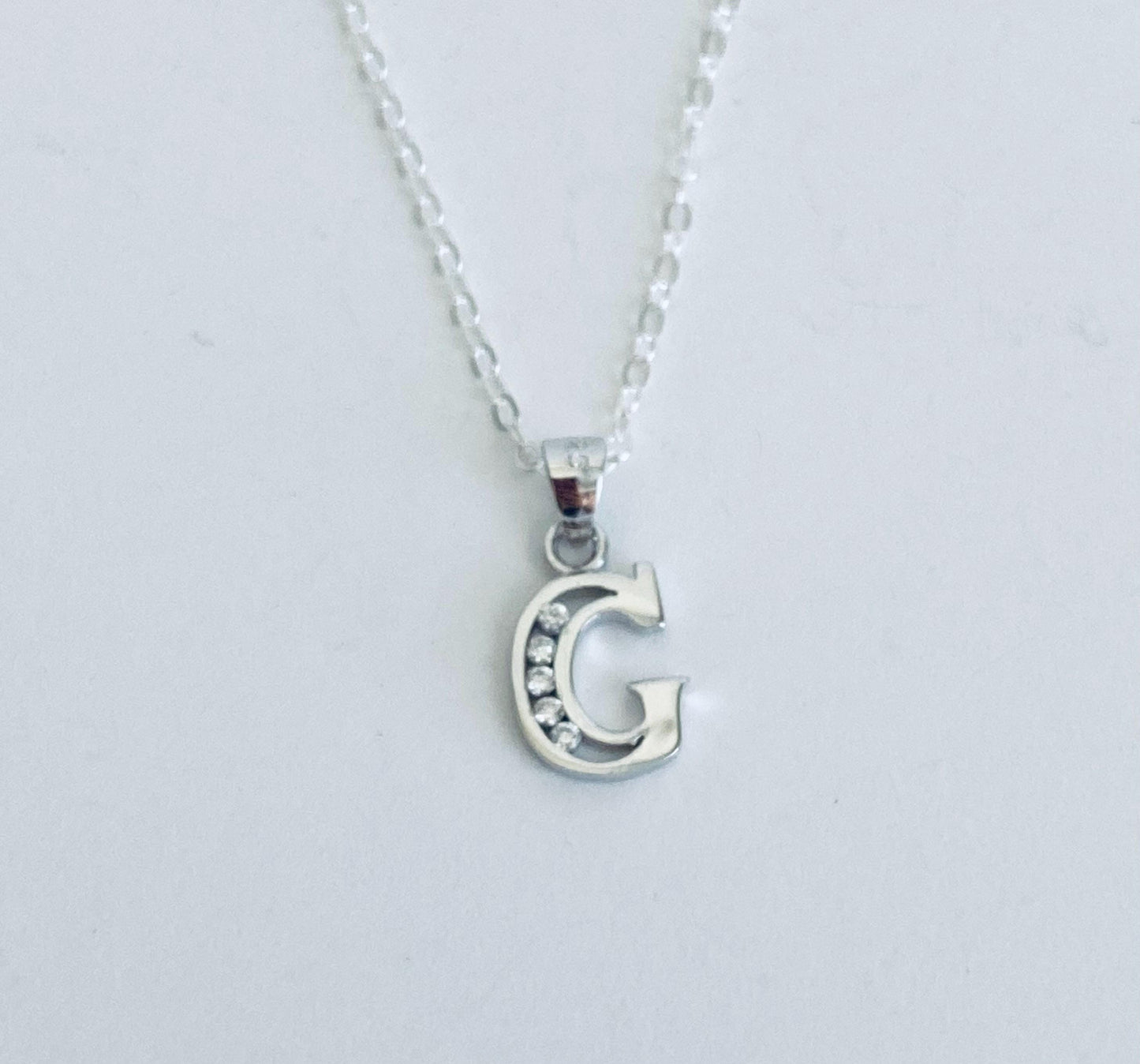 Sterling Silver Initial Pendant Necklace  • Personalized Letter Necklace