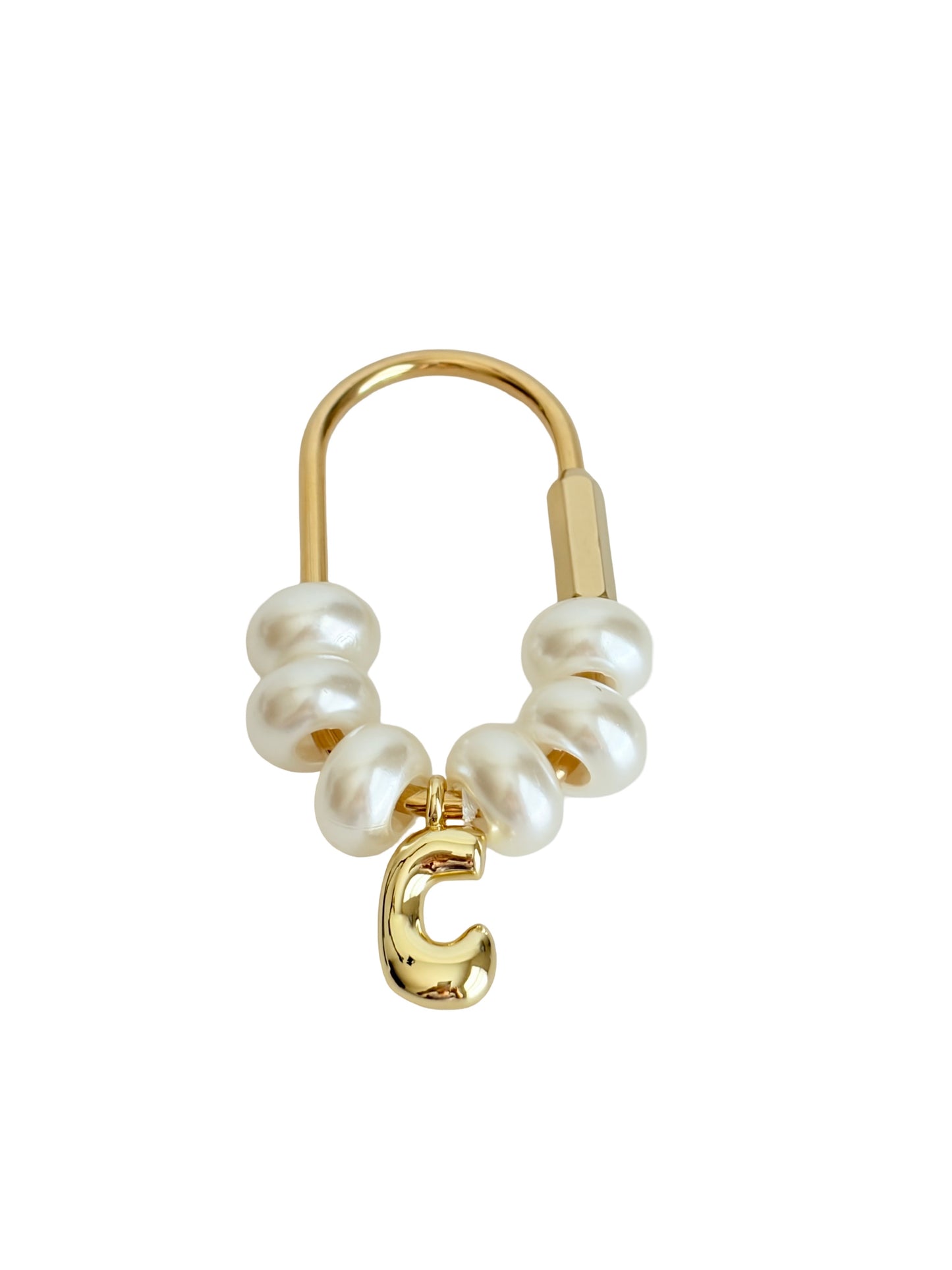Personalized Faux Pearl Bag with Bubble Initial