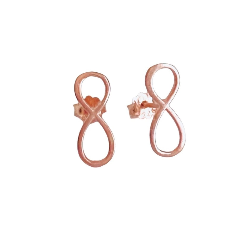 Infinity Studs • Sterling Silver, Gold over Silver, & Rose Gold over Silver