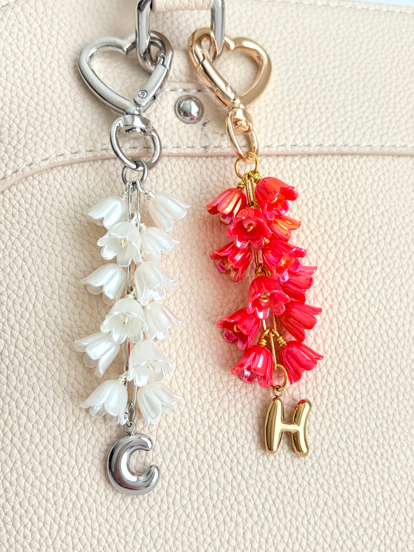 Personalized Clip-On Purse Charm with Acrylic Tulips