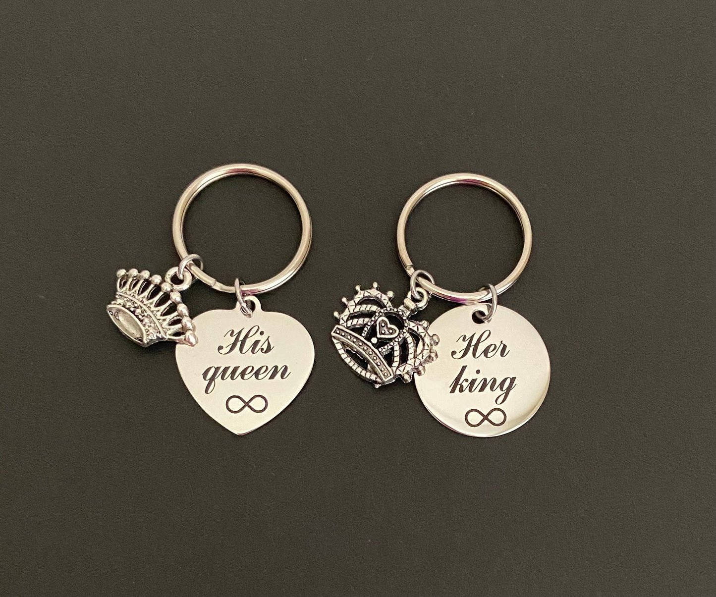 His Queen & Her King Key Chain Set • Matching Couples Keychains, King Queen Gift
