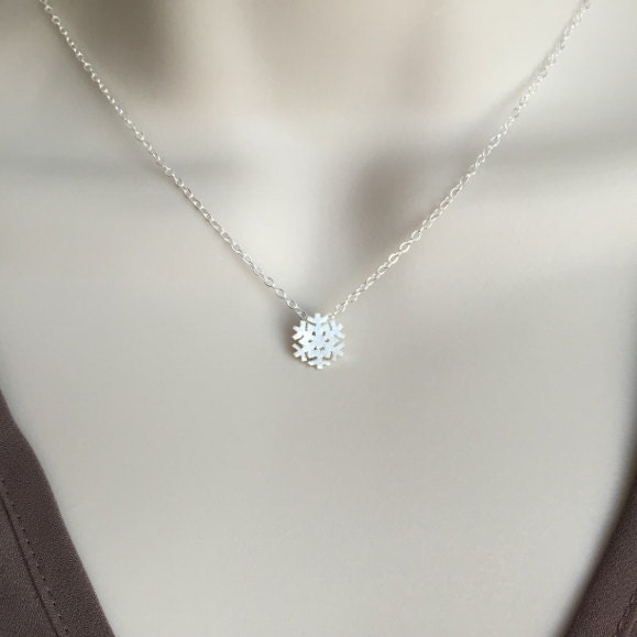 Sterling Silver Snowflake Pendant Necklace • 925 Silver Winter Holiday Necklace