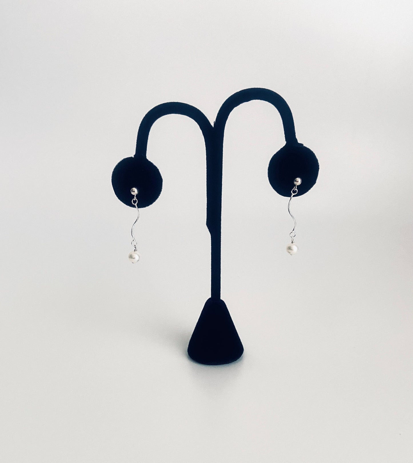 Sterling Silver Pearl Dangle Earrings • 925 Silver Drop Earrings with Pearl