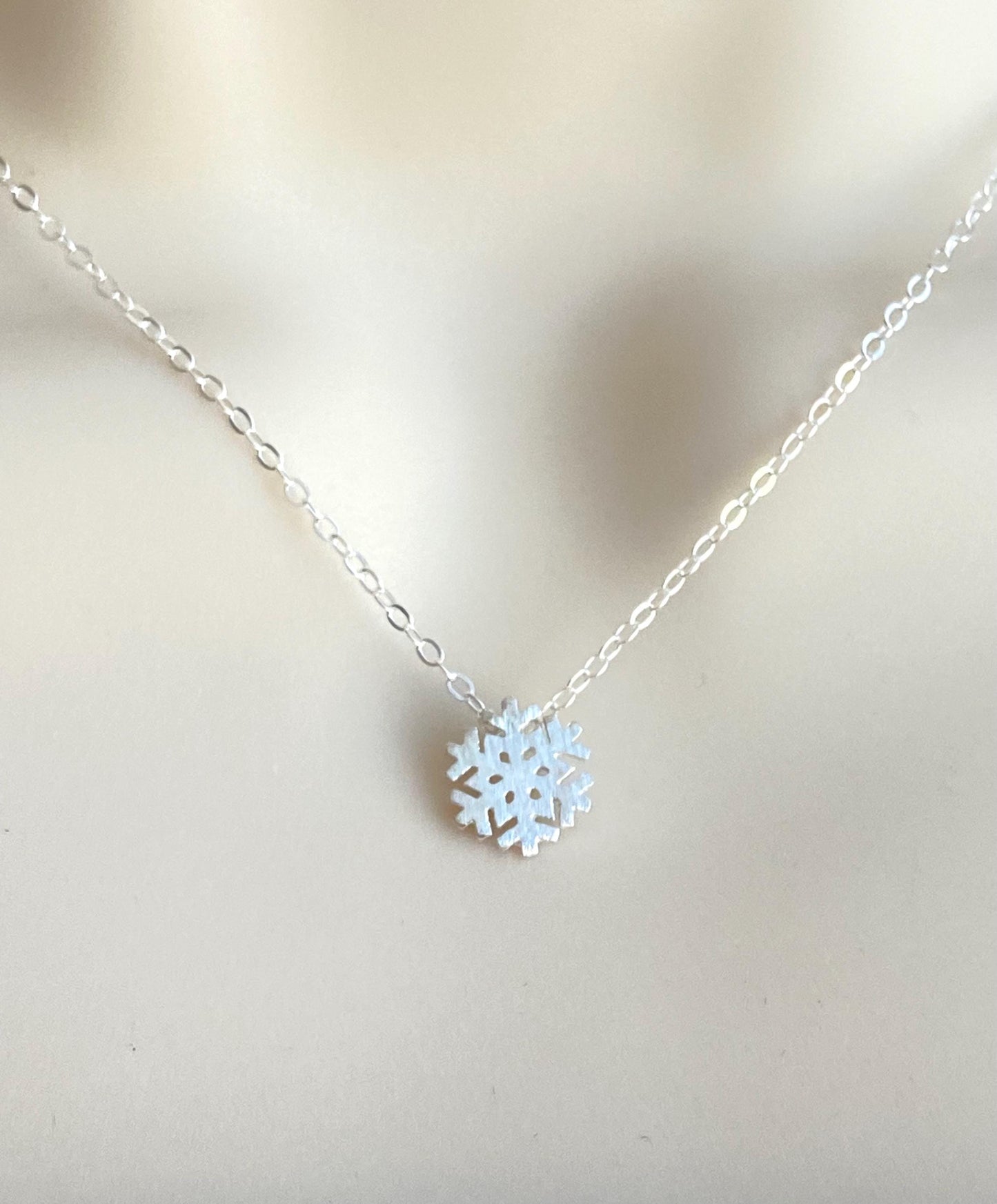 Sterling Silver Snowflake Pendant Necklace • 925 Silver Winter Holiday Necklace