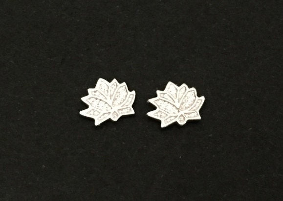Sterling Silver Lotus Flower Stud Earrings • 925 Silver Minimalist Lotus Studs