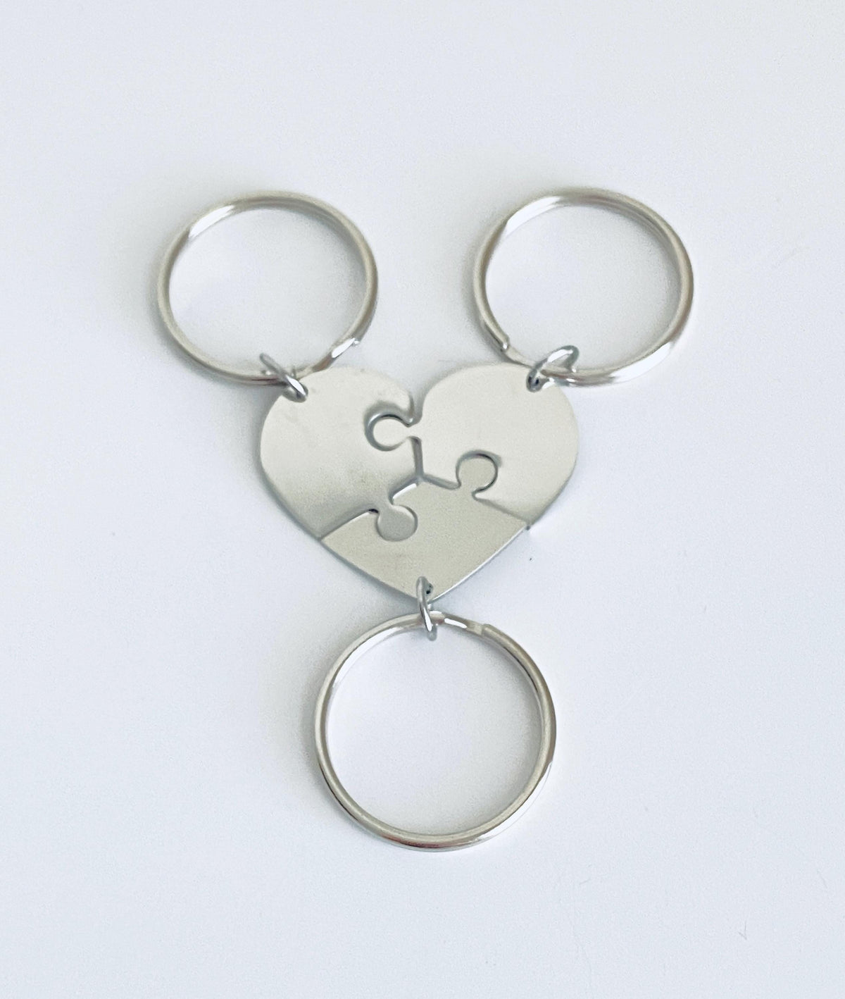 Personalized 3-Piece Heart Puzzle Keychain Set