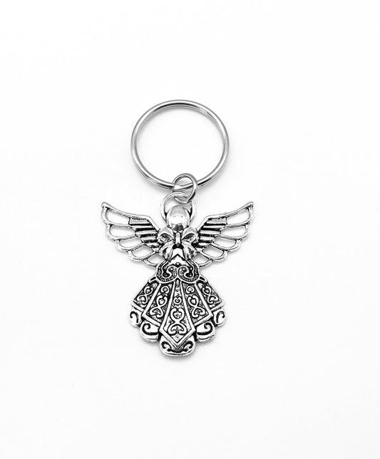 Base Metal Large Guardian Angel Keychain