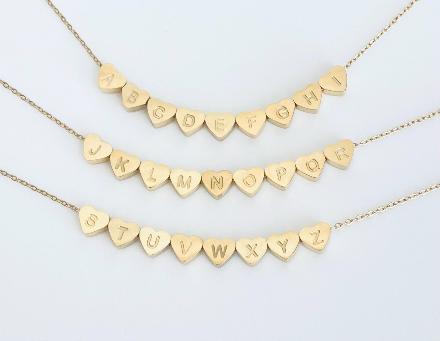 Small Heart Initial Charm Necklace • Stainless Steel or Gold Personalized Letter Necklace