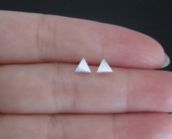 Sterling Silver Triangle Stud Earrings • Minimalist Geometric 925 Silver Earrings