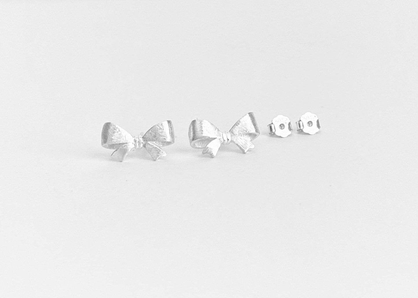 Small Sterling Silver Bow Stud Earrings • Tiny Bow Knot Stud Earrings