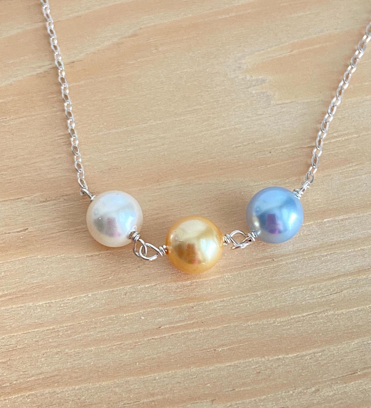 Swarovski Pearl Birthstone Necklace • Personalized Birthstone Necklace in Sterling Silver or Gold Filled