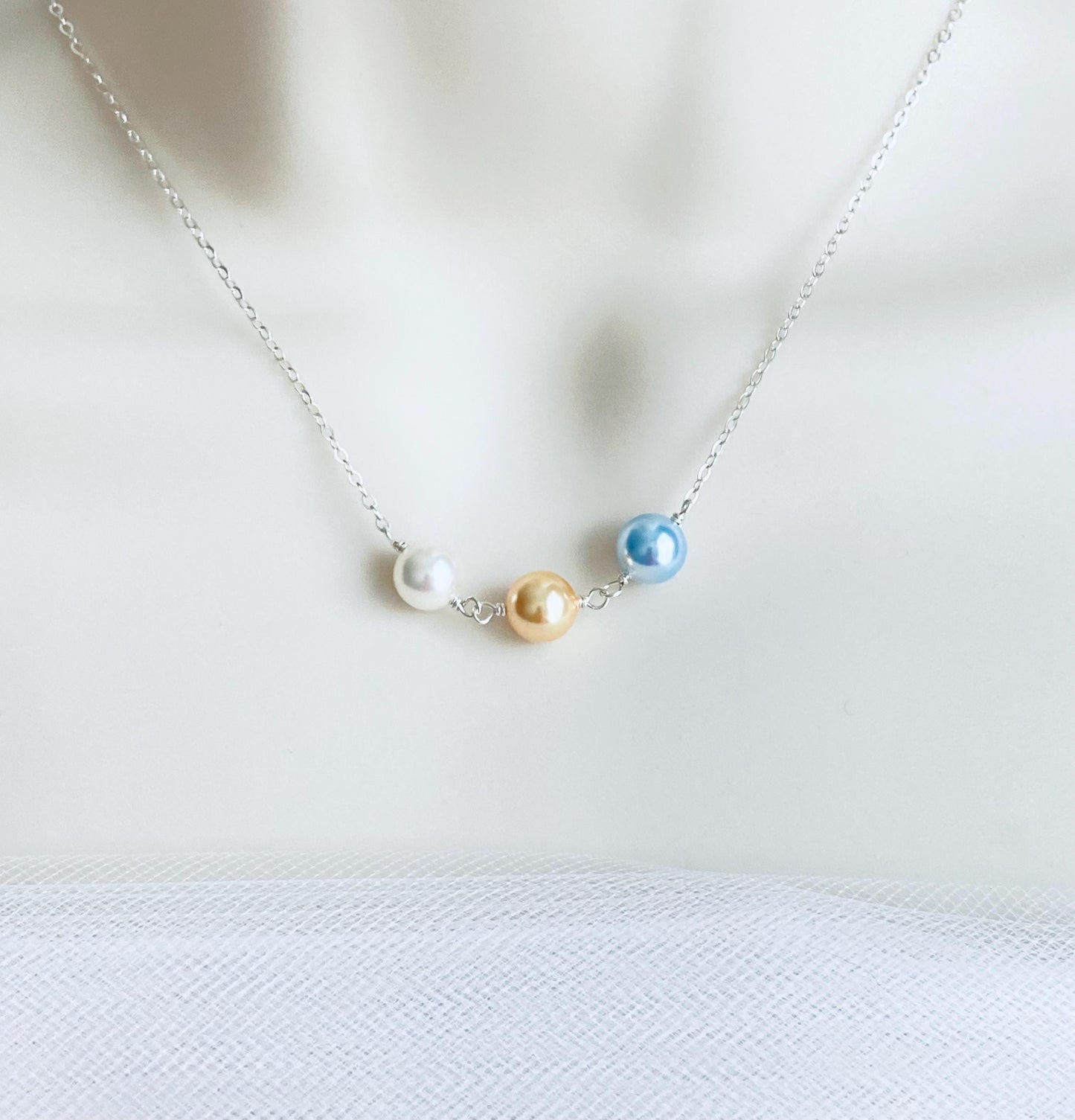 Swarovski Pearl Birthstone Necklace • Personalized Birthstone Necklace in Sterling Silver or Gold Filled
