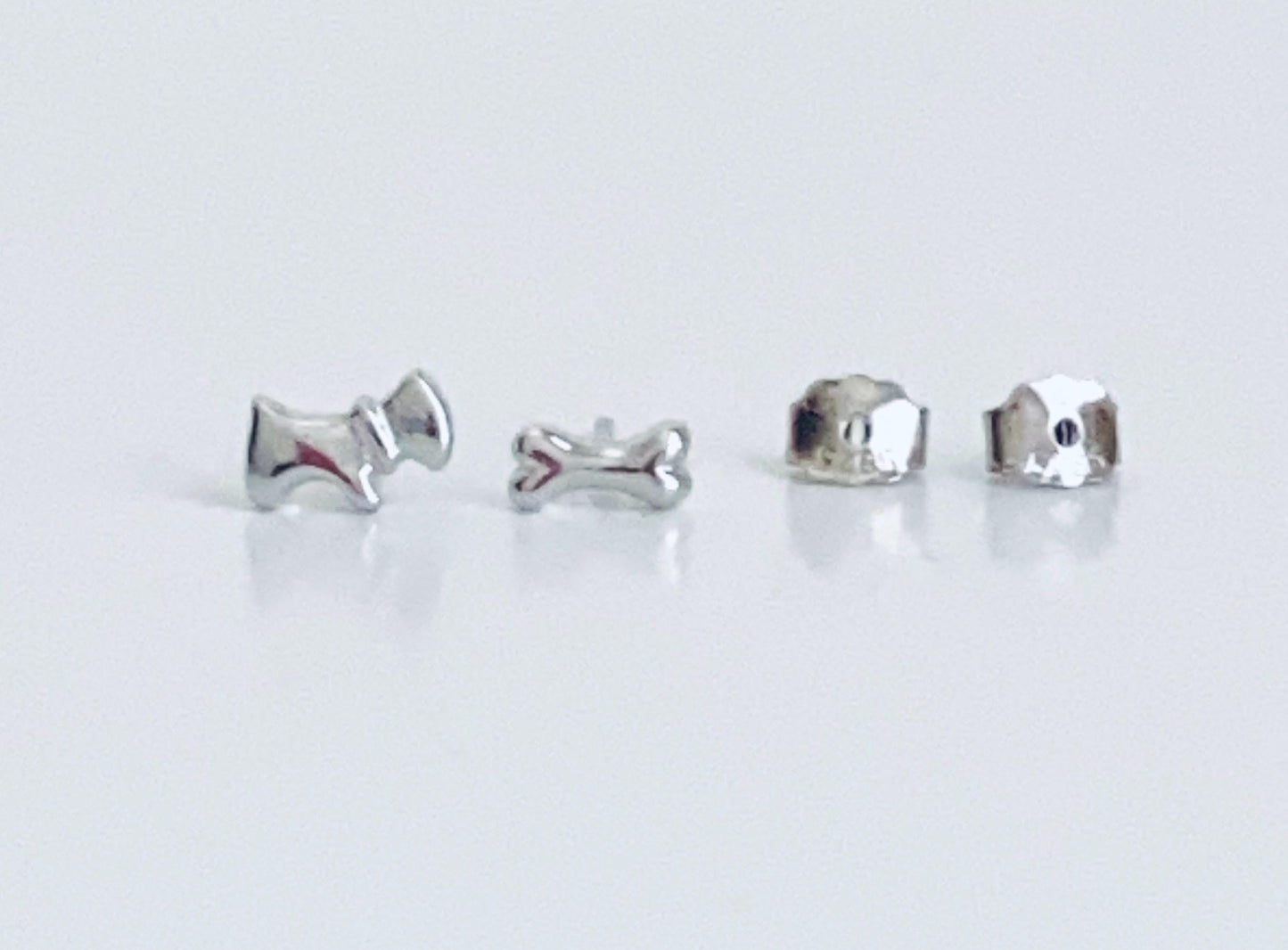 Sterling Silver Dog and Dog Bone Stud Earrings • Cute Puppy & Bone Earrings for Dog Lovers, Dainty Animal Studs