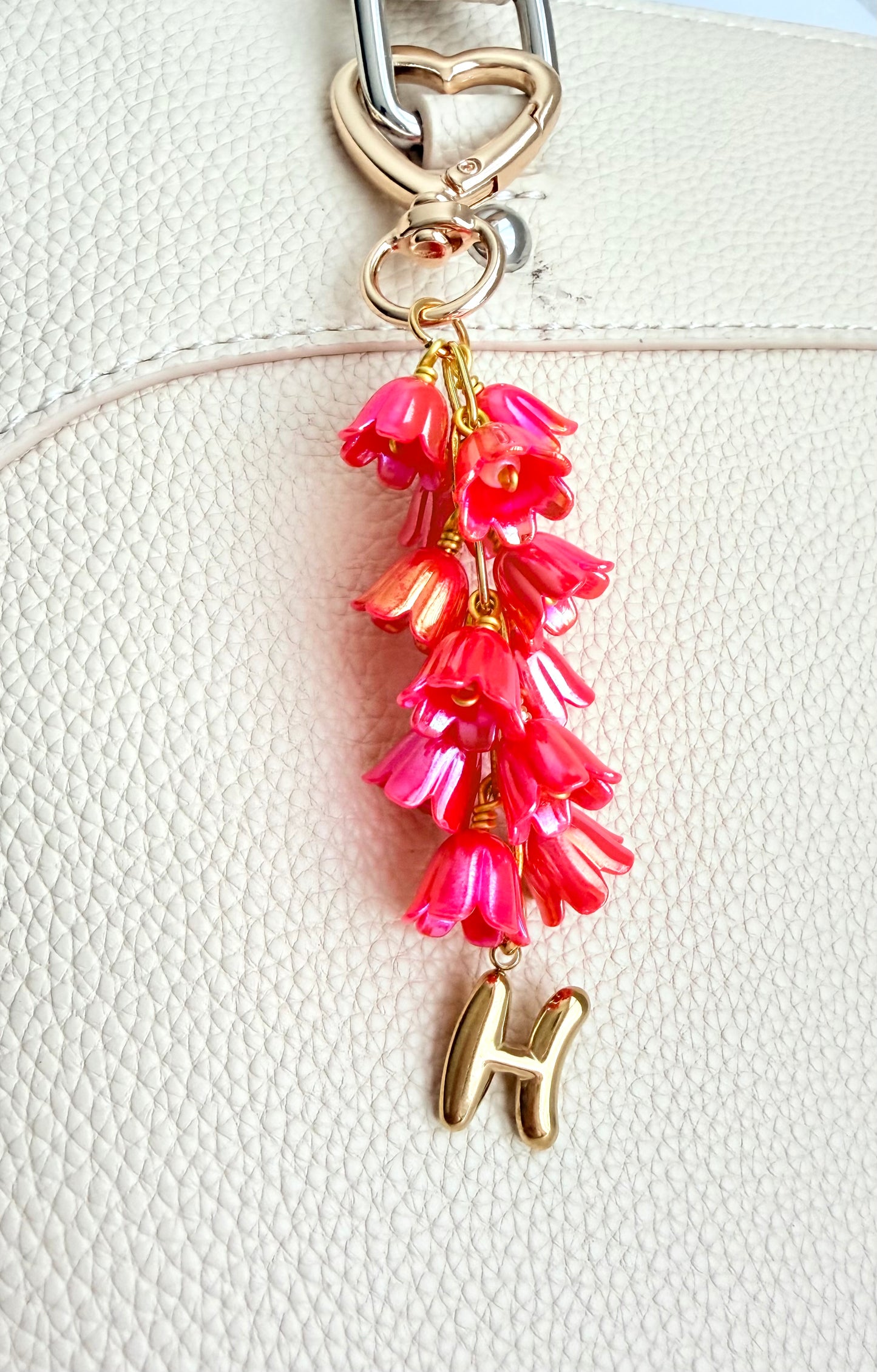 Personalized Clip-On Purse Charm with Acrylic Tulips