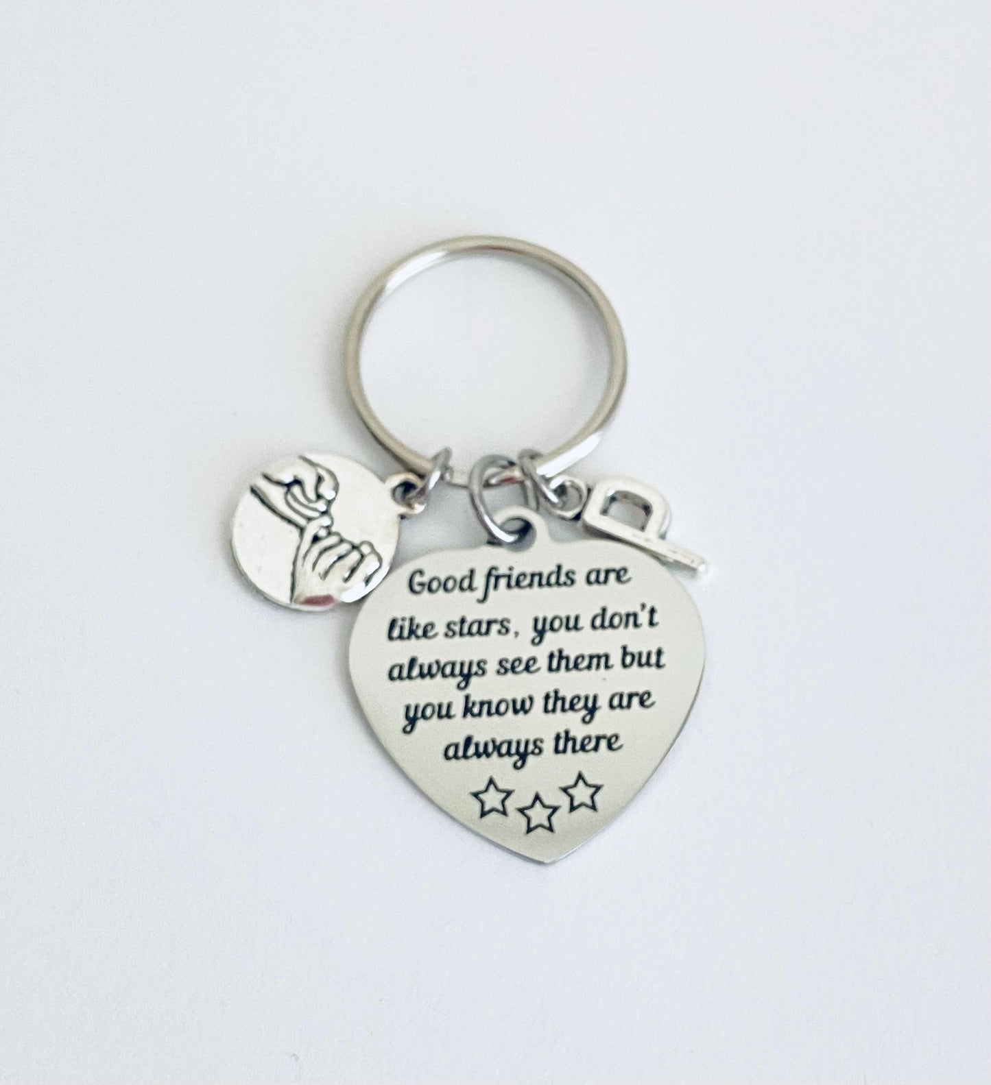 Personalized Best Friend Keychain • “Good Friends Are Like Stars” Key Chain with Initial