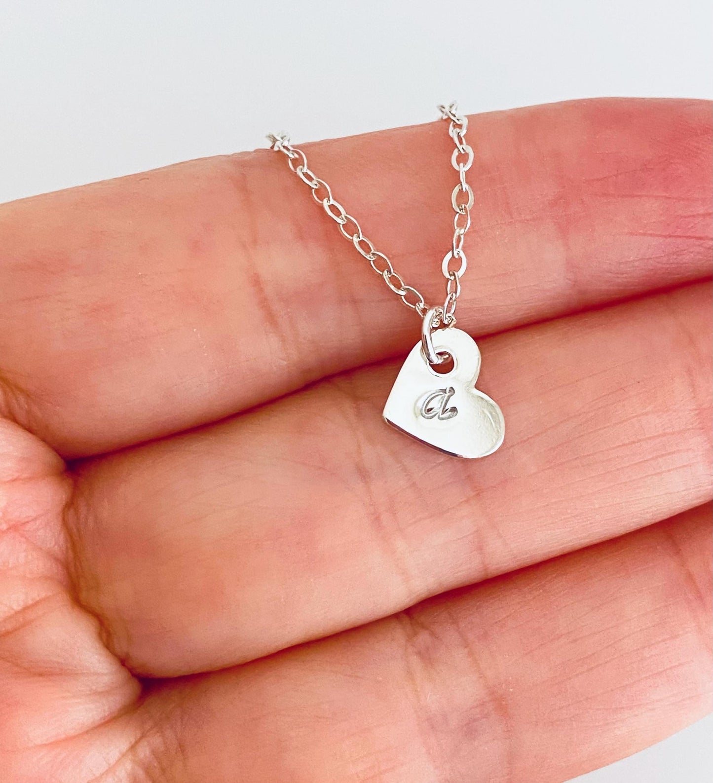 Personalized Sterling Silver Necklace with Sideways Heart Charm • Custom Engraved Name Necklace