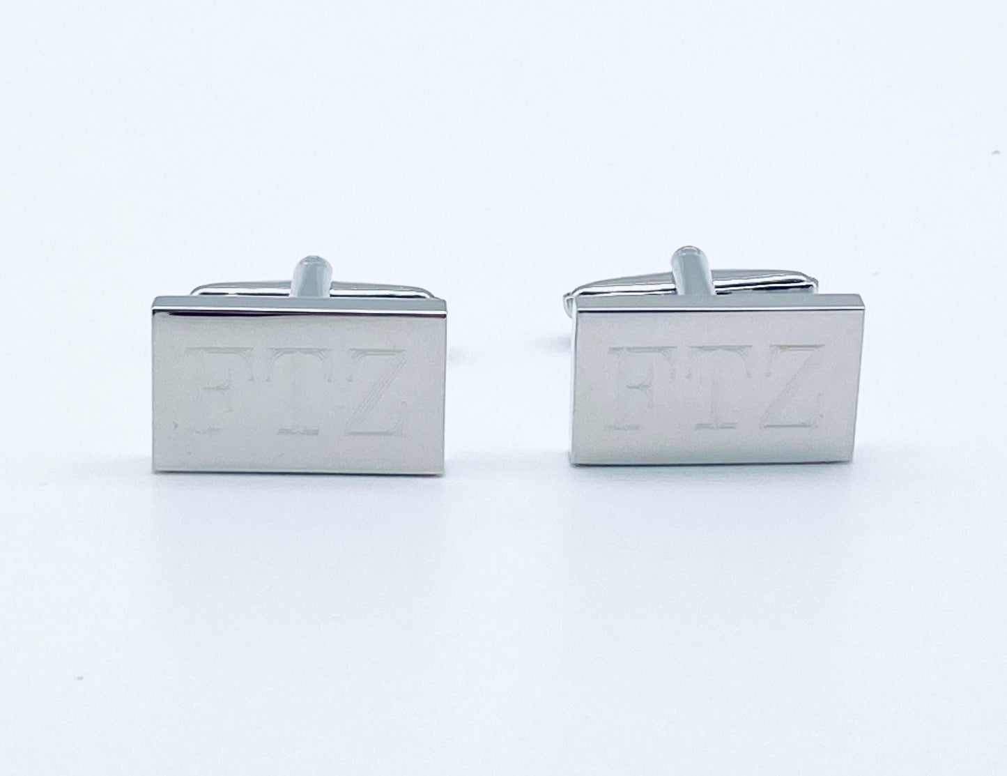 Personalized Shiny Rectangle Cufflinks • Custom Engraved Polished Cufflinks for Groom, Groomsmen & Men’s Wedding Gift