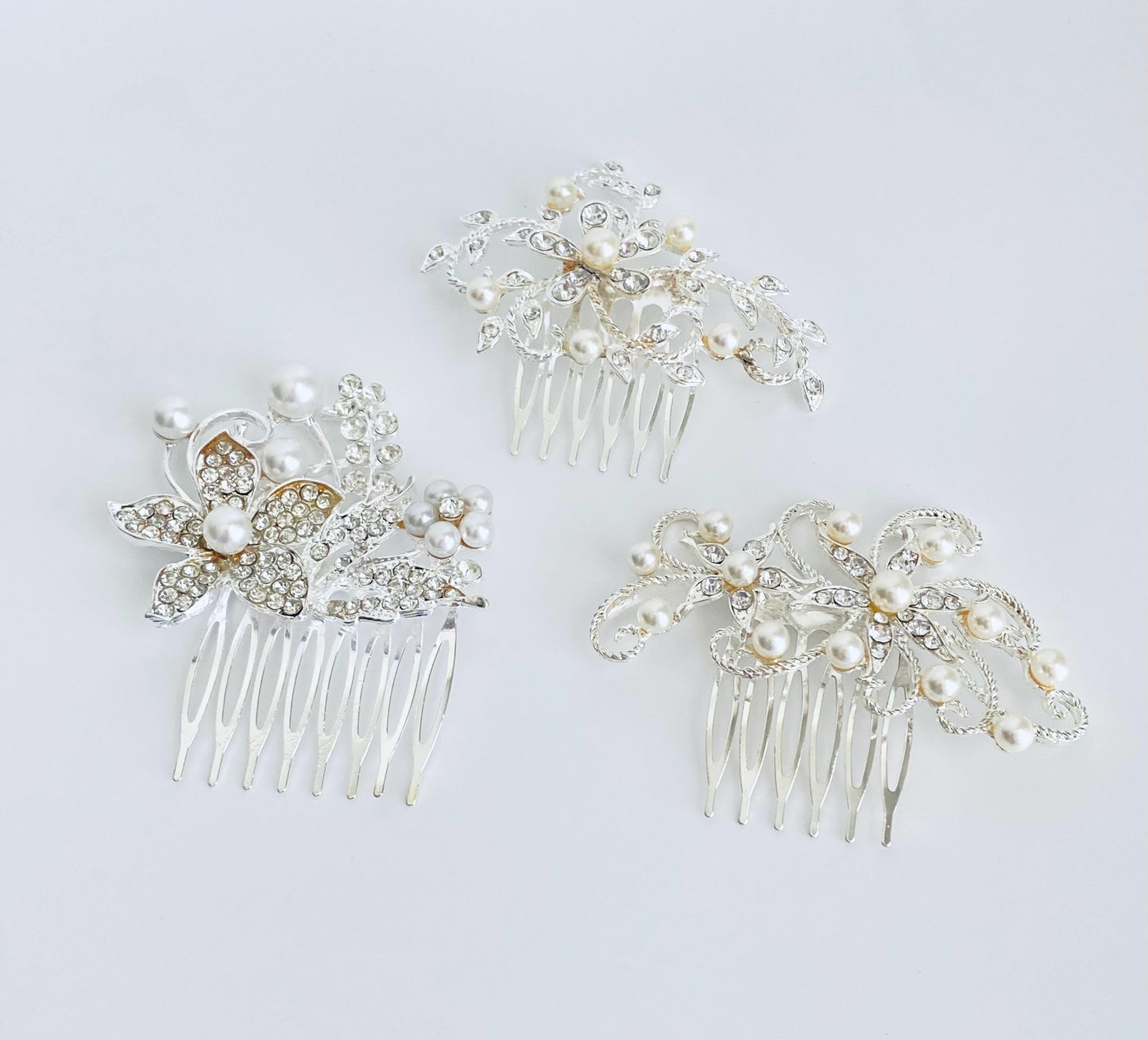 Small Rhinestone and Pearl Hair Comb • Bridal Wedding Hair Accessories for Bride & Bridesmaids