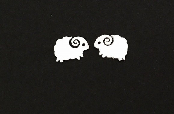 Sterling Silver Sheep Stud Earrings • Cute Farm Animal Studs, Dainty Animal Jewelry Gift