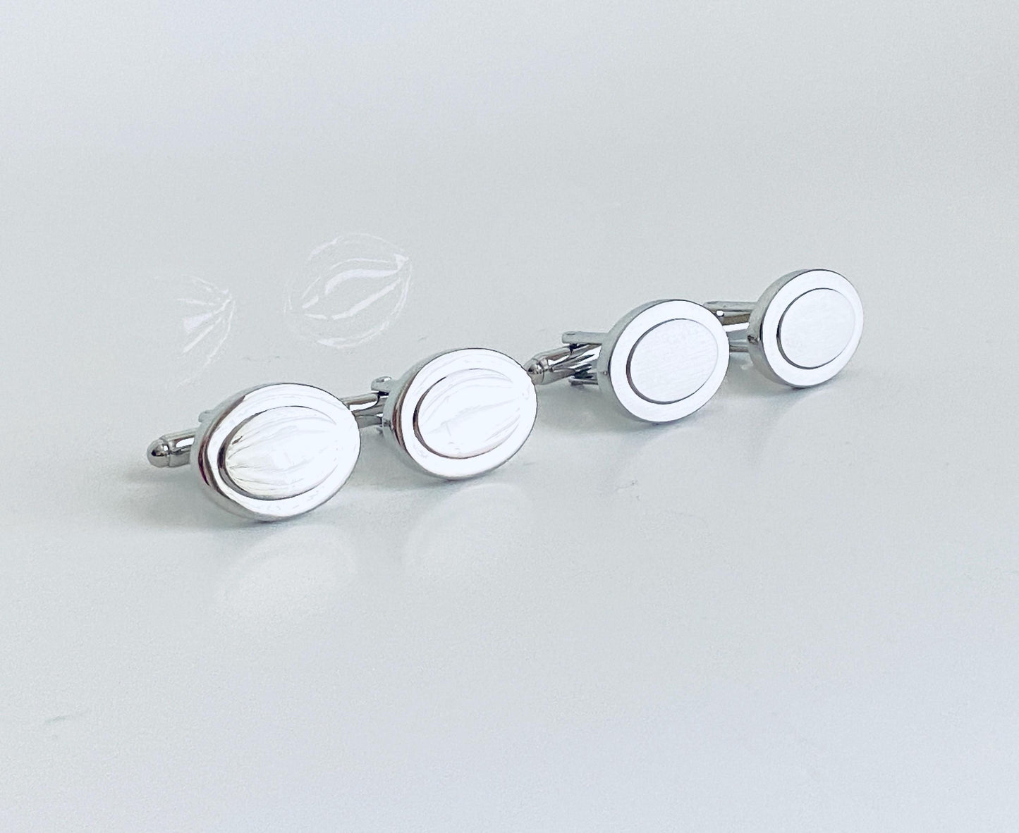 Personalized Oval Cufflinks • Custom Engraved Base Metal Cufflinks for Groom, Groomsmen & Men’s Wedding Gift
