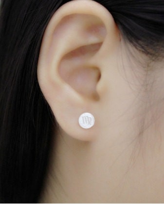 Sterling Silver Horoscope Sign Stud Earrings  • 925 Zodiac Symbol Studs