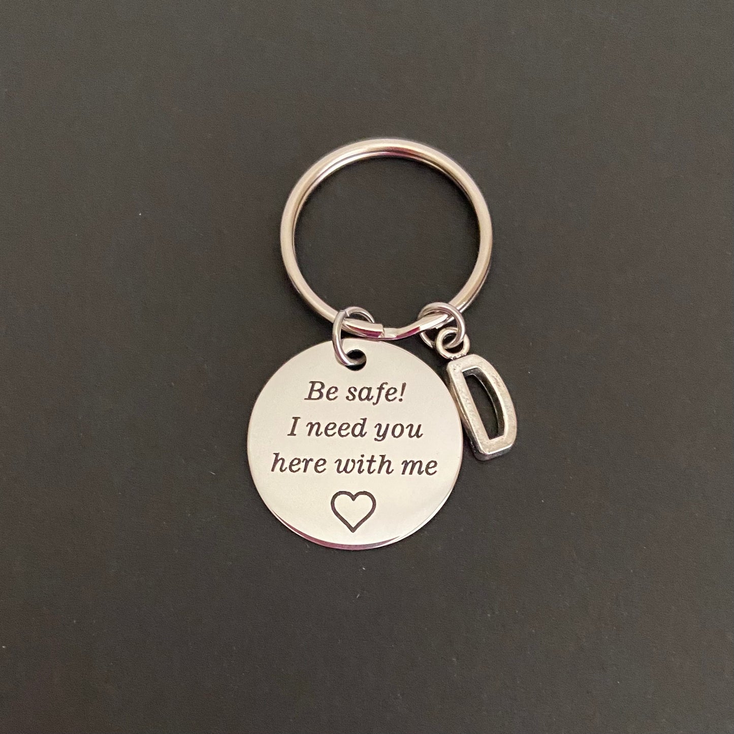 "Be Safe" Personalized Initial Key Chain