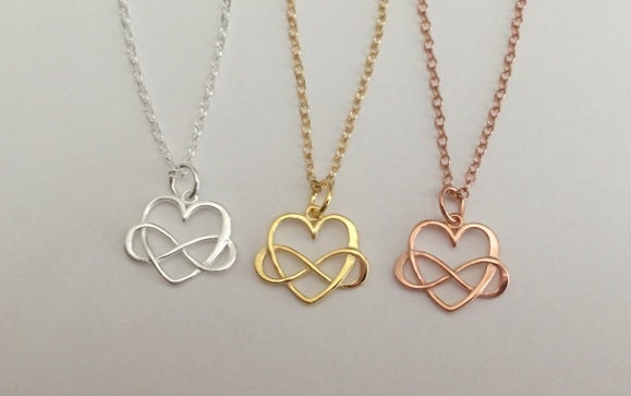 Infinity Heart Necklace • Sterling Silver, Gold or Rose Gold Infinity Love Necklace