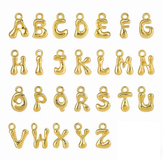 Personalized Small Gold Bubble Initial Necklace