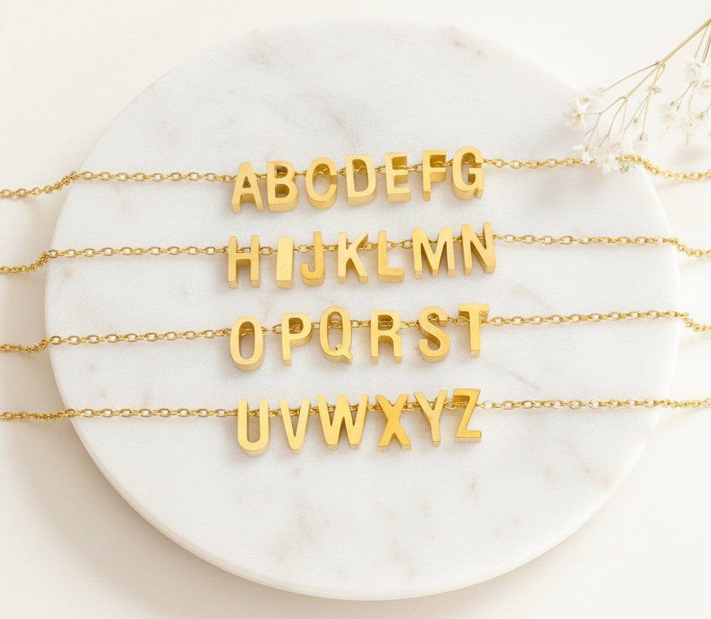 Personalized Two Initials Necklace • Stainless Steel & Gold over Stainless Steel
