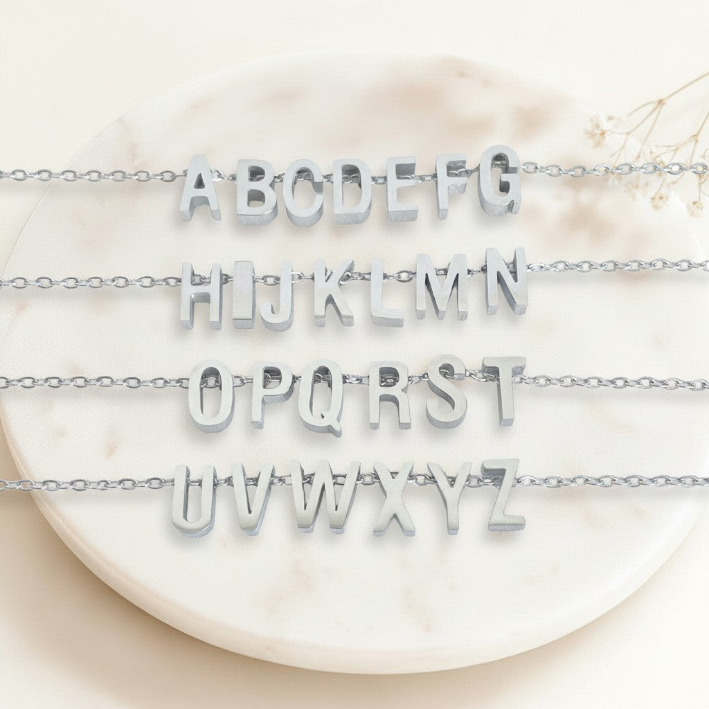 Personalized Two Initials Necklace • Stainless Steel & Gold over Stainless Steel
