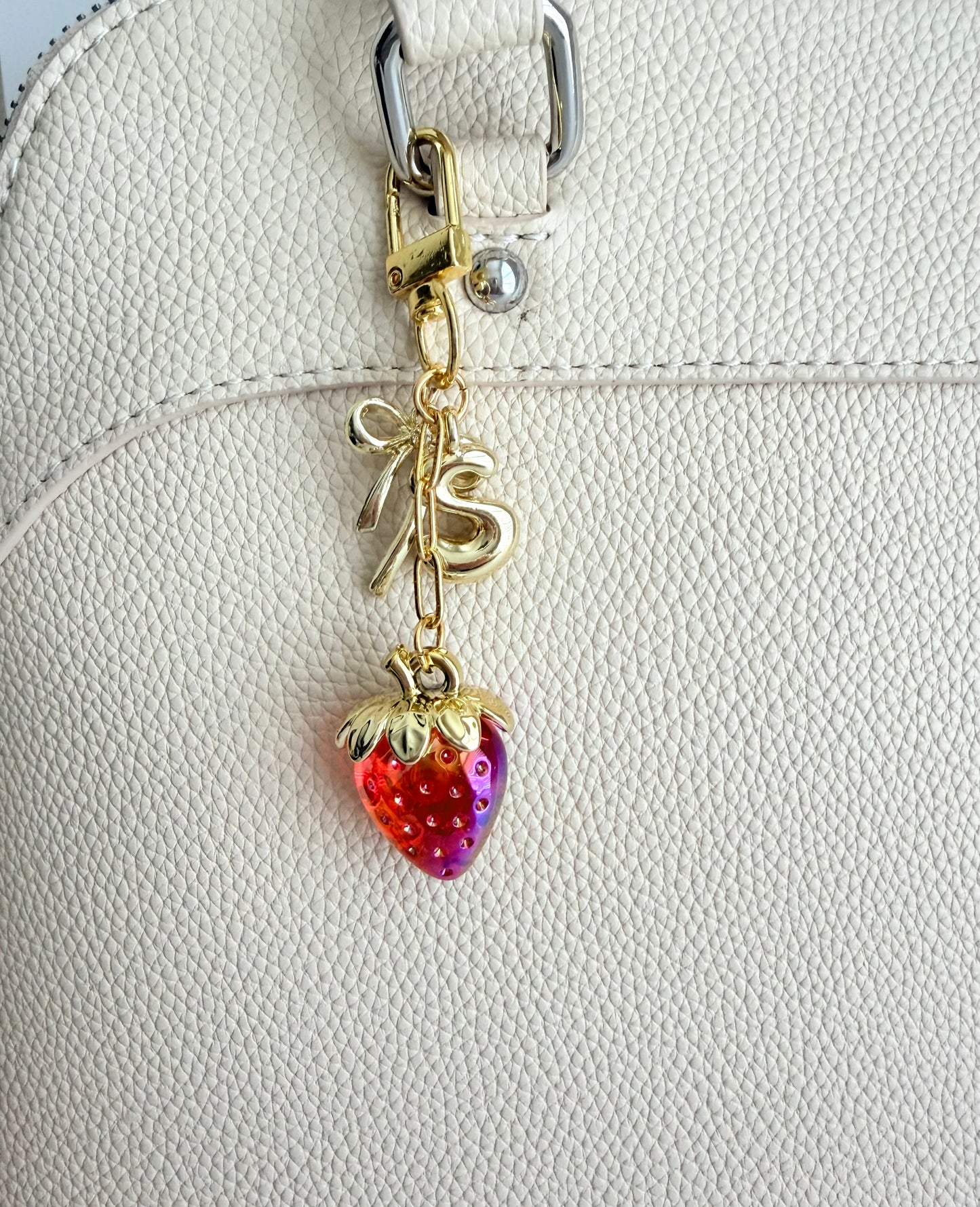 Personalized Fruit Purse Charm with Initial & Bow