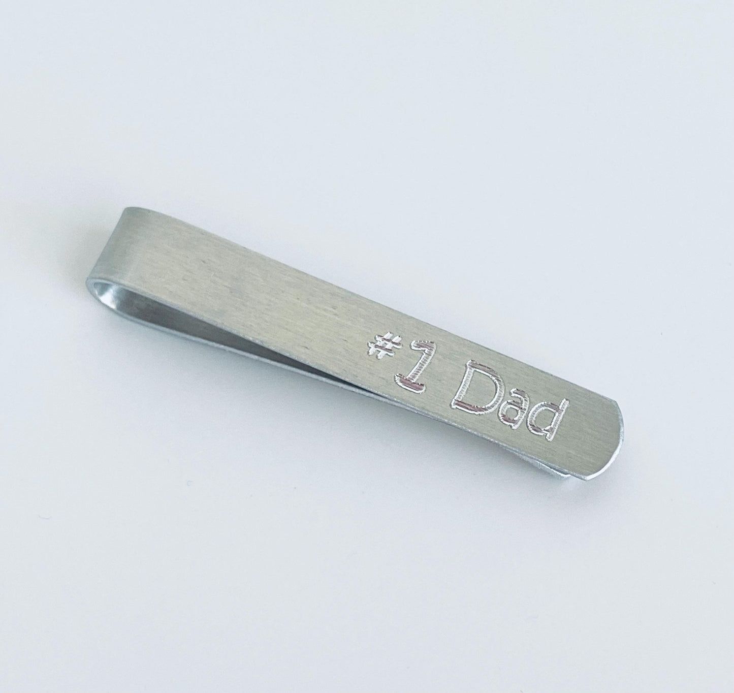 Personalized Hand Formed Aluminum Tie Clip • Custom Engraved Tie Bar in Skinny or Regular Size