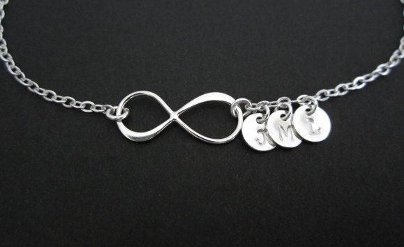 Personalized Infinity Bracelet with Multiple Initial Charms • Custom Family Bracelet in Sterling Silver or Gold Filled