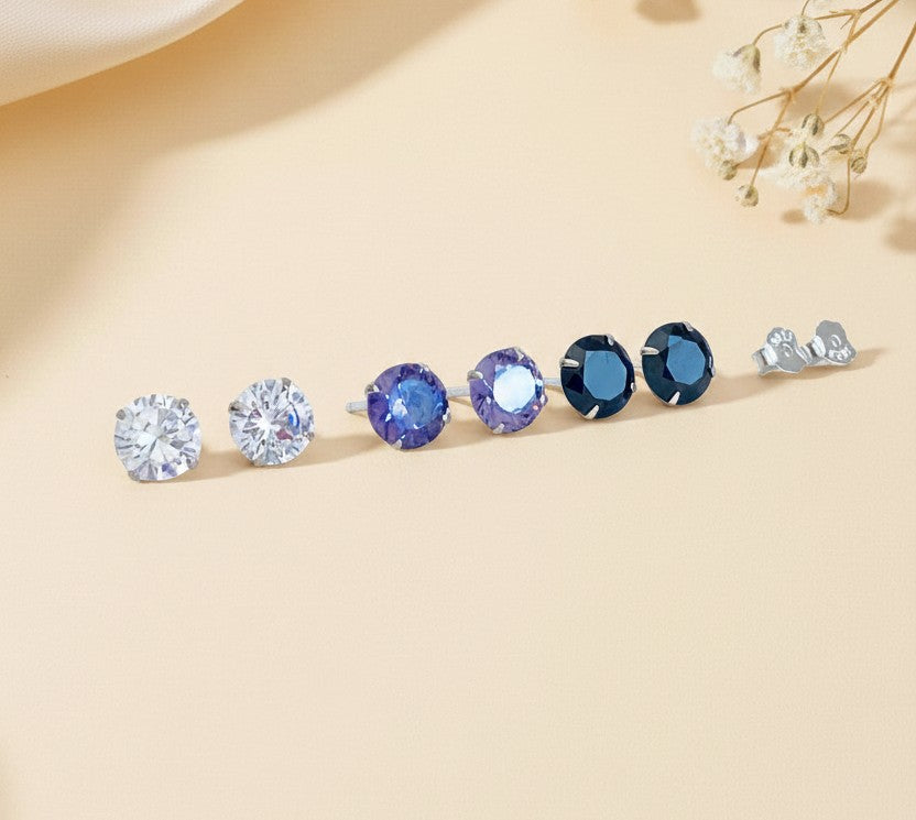 Sterling Silver Crystal Stud Earrings