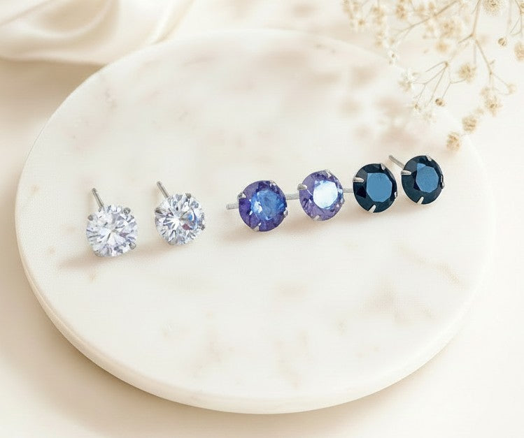 Sterling Silver Crystal Stud Earrings