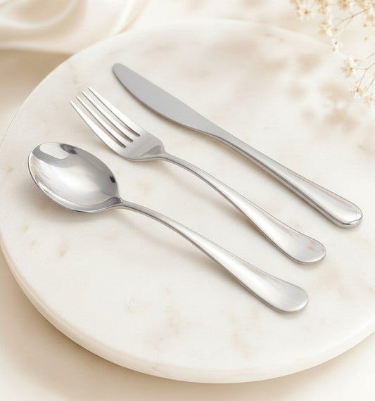 Personalized Polished Stainless Steel Utensils • Custom Engraved Knife, Fork & Spoon