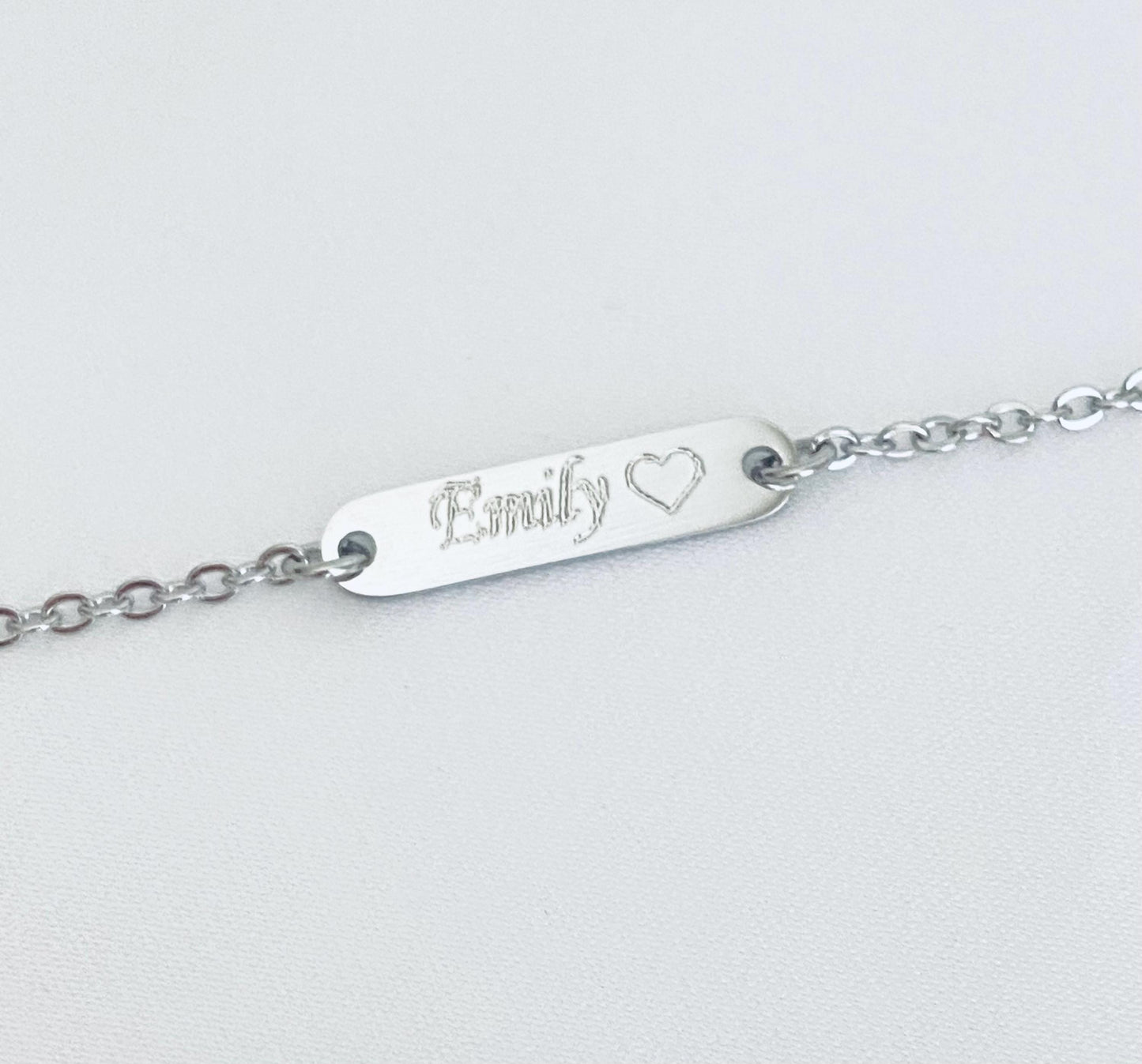 Personalized Mini Bar Necklace • Stainless Steel or Gold Over Stainless Steel Custom Engraved Necklace