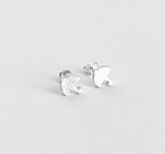 Small Sterling Silver Umbrella Stud Earrings • Cute Mini Umbrella Earrings