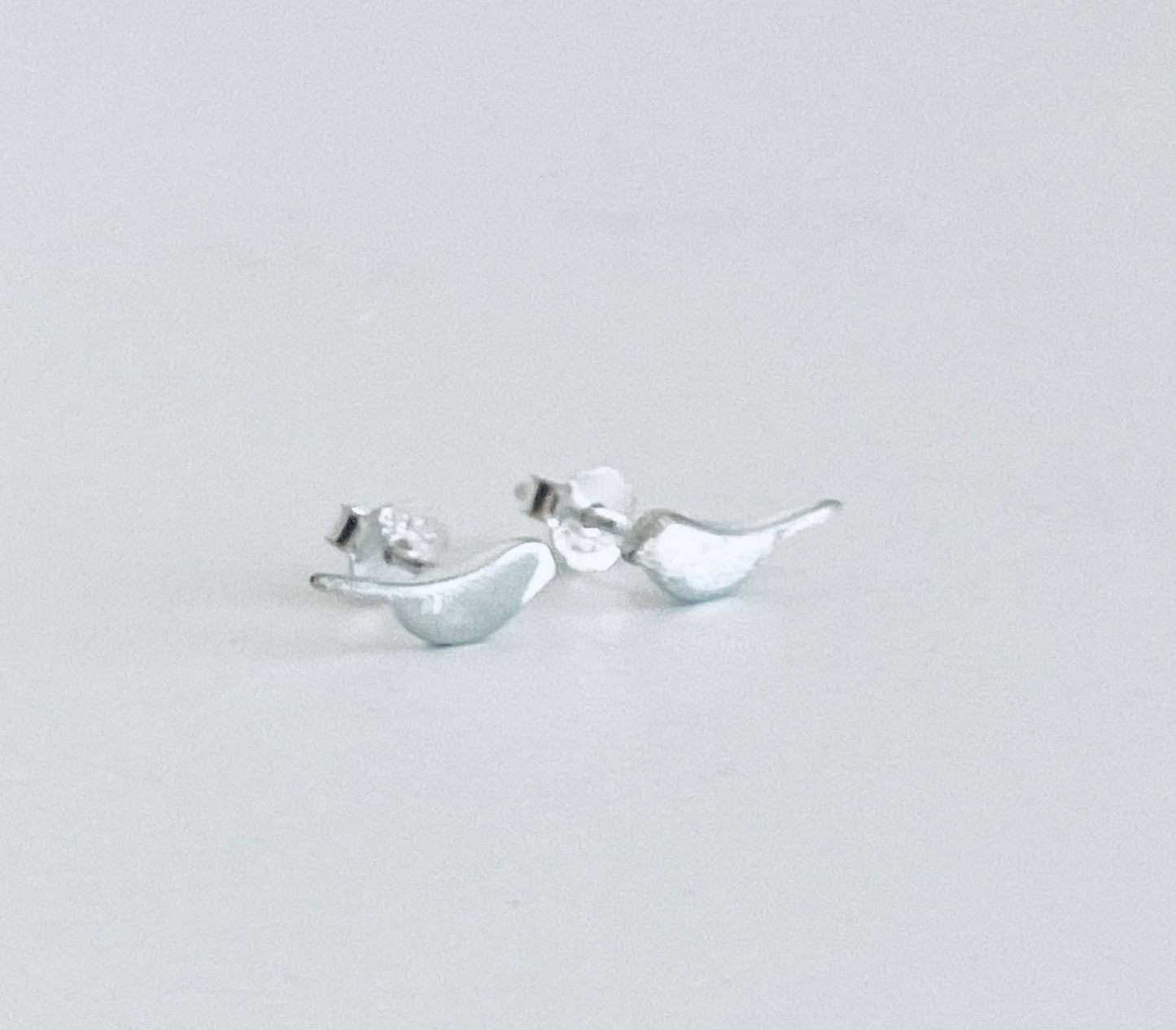Sterling Silver Tiny Bird Stud Earrings • 925 Dainty Bird Silhouette Studs